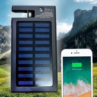 Портативний зарядний пристрій з ліхтариком та сонячною батареєю 30000mAh 11k02p156 фото
