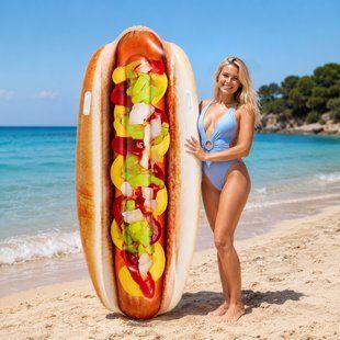 Пліт надувний для плавання з ручками / Надувний матрац для відпочинку Hot Dog Intex 58771, 180x89 см (AT) 02k10p081 фото