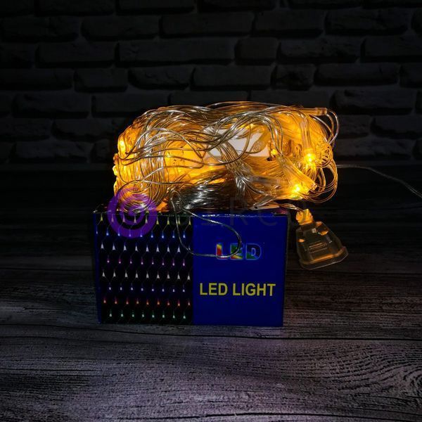 Новорічна гірлянда світлодіодна &laquo;Сітка&raquo; 120 Led 2.2 * 1,5 метра (прозорий провід, жовтий + білий) 12k01p128 фото