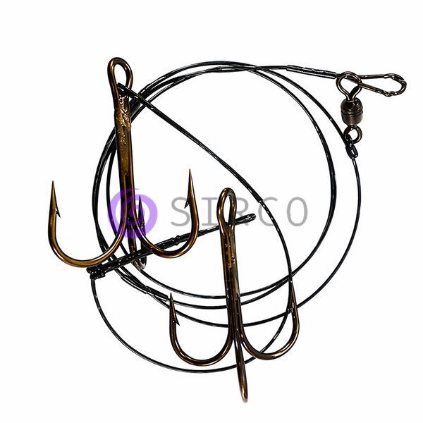 Сталевий повідець Cortest 35 см з 2 трійниками Mustad Size 8, вертлюг Rolling Swivel для хижої риби 02k04p420v4 фото