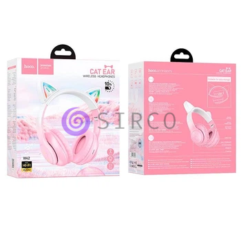 Беспроводные детские накладные Bluetooth наушники, складные HOCO W42 Cat Ears &laquo;Кошачьи ушки&raquo; Розовый (206/93708) 11k01p179v3 фото