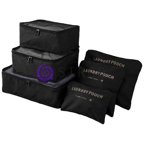 Набір сумок-органайзерів для подорожей 6в1 Laundry Pouch чорний 02k03p104v5 фото