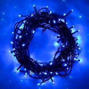 Уличная гирлянда Xmas Нить 600 LED (на коробке 800 led) Зеленый провод 40 метров Синий 12k01p082v2 фото