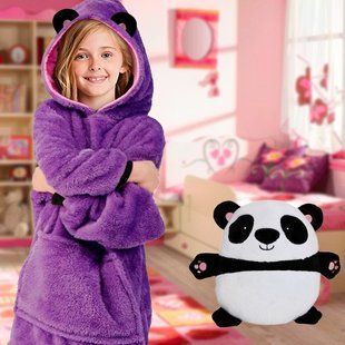 Дитячий плед толстовка з капюшоном і рукавами huggle pets hoodie Фіолетова панда 03k01p012v4 фото