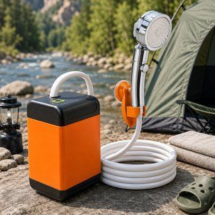 Портативний акумуляторний душ для кемпінгу 7500 mAh з дисплеєм температури, 6 режимів, USB, насос 3 л/хв(AMN) 02k02p166v3 фото