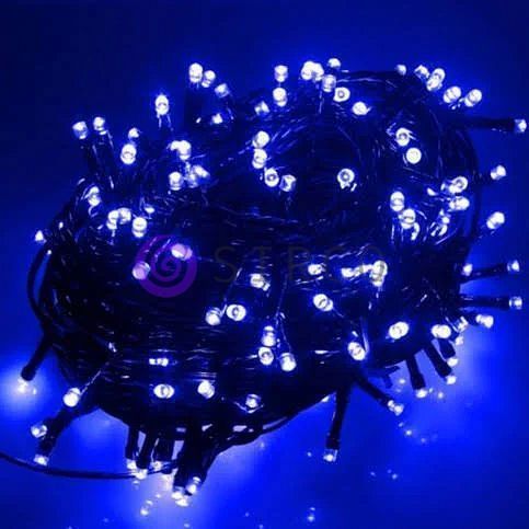 Новогодняя уличная гирлянда зеленый провод XMAS Синий нить 800 LED (40 метров) 12k01p076 фото