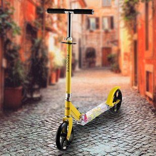 Детский городской самокат с регулируемым рулем и подставкой Scooter Sport 8090Z Желтый (ARSH) 13k01p061 фото