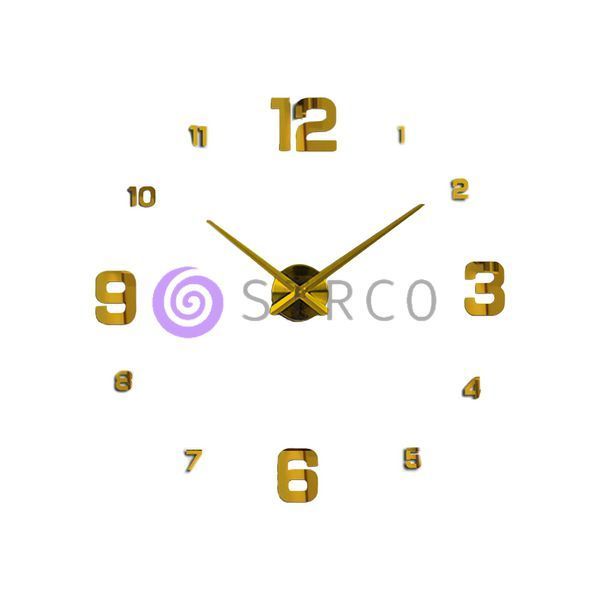 Настенные самоклеящиеся кварцевые 3д часы с арабскими цифрами DIY Clock ZH005 золотой/205 01k10p003v1 фото