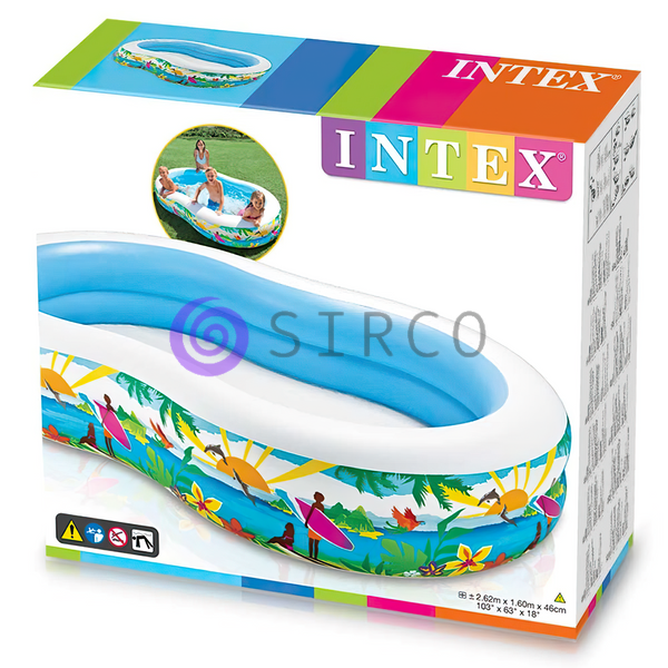 Дитячий овальний надувний басейн 262*160*46см Intex "Райська лагуна" 56490 640л (IGR24) 02k12p096 фото