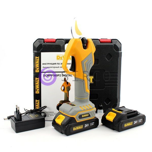 Акумуляторний секатор DeWalt DCMPP560P2 Digital (24V, 5AH) з екраном в кейсі 09k08p115 фото