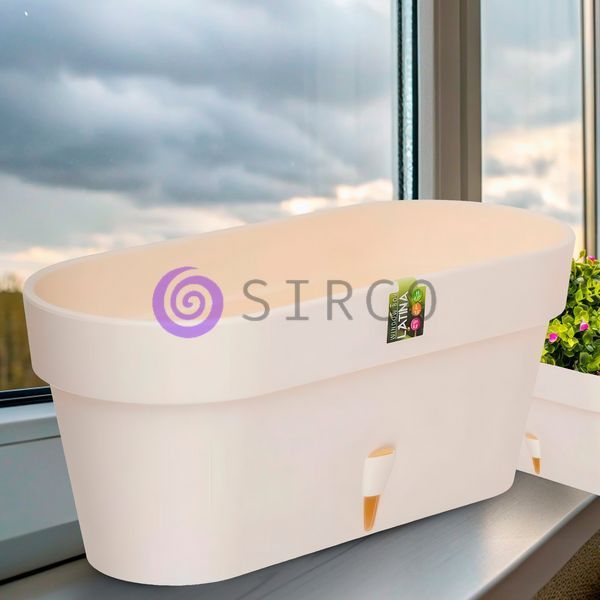 Овальный горшок для цветов с автополиванием &laquo;LATINA WINDOW BOX&raquo; 17*39,5см, 6,7л Молочный (DRKJ) 09k07p068v3 фото