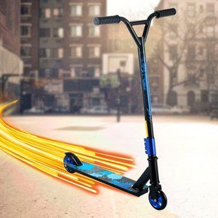 Самокат трюковый Globber 300A с пластиковыми колесами PU 100мм синий 13k01p001v1 фото