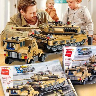 Детский игровой набор конструктор военная техника танк с трейлером Qman 22015 "Thunder Mission-Thunder Tank Transporter" 829 деталей (IGR24) 03k03p029 фото