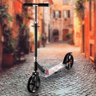 Детский городской самокат с регулируемым рулем и подставкой Scooter Sport 8090Z Черный (ARSH) 13k01p061v1 фото