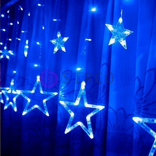 Новогодняя светодиодная гирлянда Штора Звездопад 12 звезд 138LED Синее свечение 12k01p001v1 фото