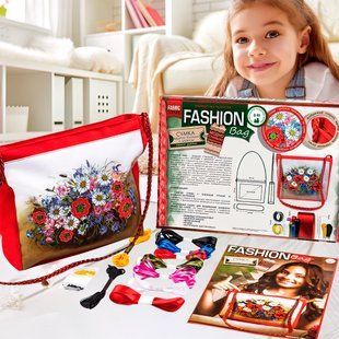 Дитячий набір для творчості вишивка сумочки бісером та стрічками "Fashion Bag" FBG-01-02 (IGR24) 03k12p018 фото
