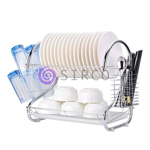 Стійка для зберігання посуду (2 яруси з піддоном) kitchen storage rack 10k05p002v1 фото