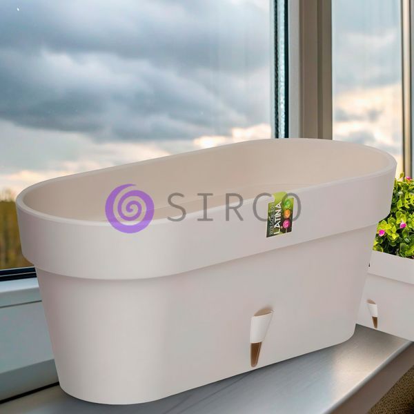 Овальний горщик для квітів з автополиванням &laquo;LATINA WINDOW BOX&raquo; 17*39,5см, 6,7л Пісочний (DRKJ) 09k07p068v4 фото
