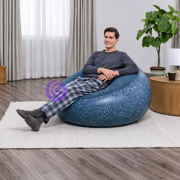 Крісло надувне Bestway 75154 велюрове ПВХ 112x112x66 см для відпочинку та тераси, Синій(AT) 02k12p334v1 фото