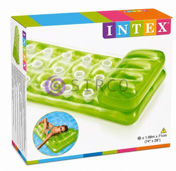 Надувний матрац прозорий пляжний з підголівником 2 камери INTEX 58890 188х71 см, Салатовий (AT) 02k10p458v3 фото