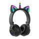 Дитячі бездротові навушники Bluetooth Cat Ear STN-27 з котячими вушками світяться "Єдиноріг" (чорні) 11k01p008 фото 2