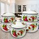 Набор эмалированных кастрюль Hot-Kitchen НК-309 5 кастрюль "Клубника" (4389/1) 10k09p092v1 фото 1
