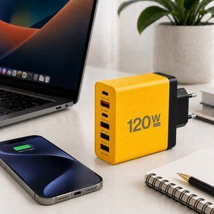 Мережевий зарядний пристрій 120 Вт 26X188 на 6 портів для смартфонів та гаджетів, Жовтий (509/5081) 11k06p498v1 фото