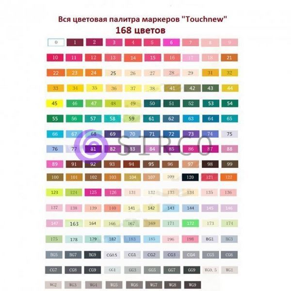 Набор профессиональных цветных двусторонних маркеров для скетчинга Touch 155 штук Белые 03k12p046v1 фото