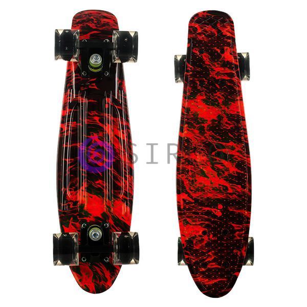 Penny Board Пламя скейт 25 см со светящимися колесами, до 80 кг двусторонняя расцветка 13k03p007v5 фото