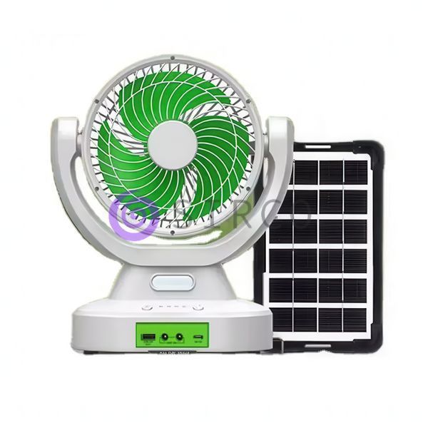 Сонячний настільний акумуляторний вентилятор 6 дюймів із LED-лампою, USB Type-C, 2 швидкості, панель 6V 4W &mdash; GDTIMES GD-8022 (АХ) 01k07p197 фото