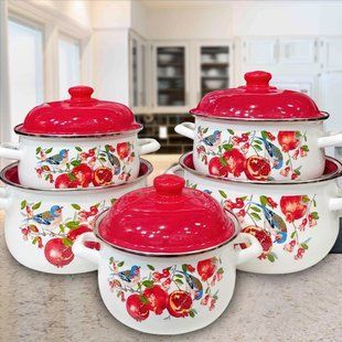 Набір емальованих каструль Hot-Kitchen НК-309 5 каструль "Гранат" (4389/1) 10k09p092 фото