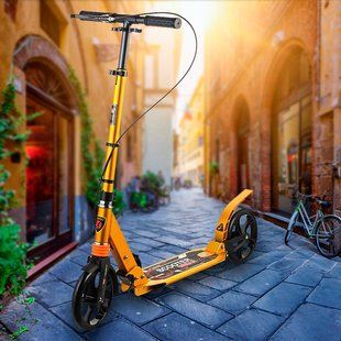 Детский городской самокат с амортизатором и регулируемым рулем Scooter Sport 119D Оранжевый (ARSH) 13k01p021 фото