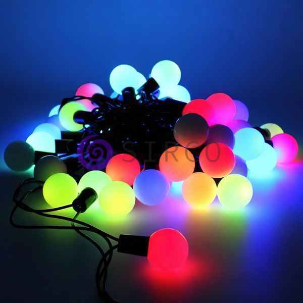 Новорічна гірлянда Xmas Кульки чорний провід 40 Led лампочок 5м Мультик 12k01p091 фото